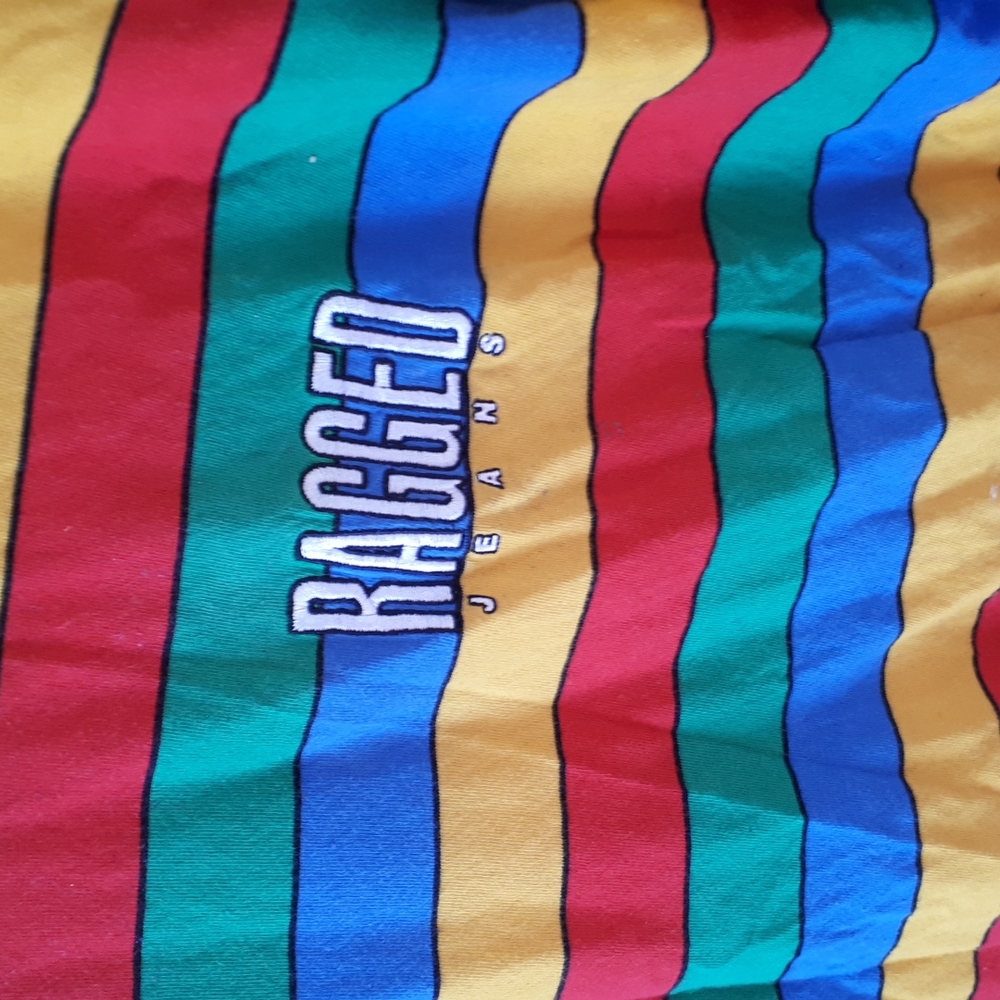 RAGGED JEANS - Multi color striped Long sleeve boxy  top size Small - Picture 2 of 4